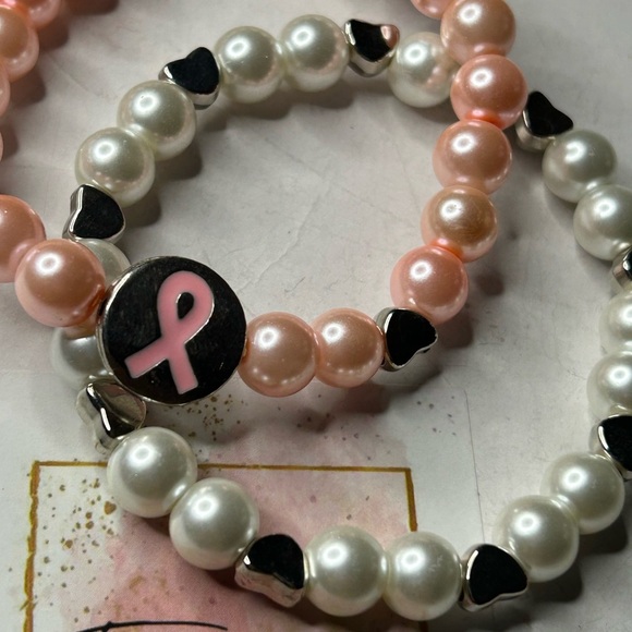 Breast Cancer Awareness Pearl Bracelets - Picture 2 of 3